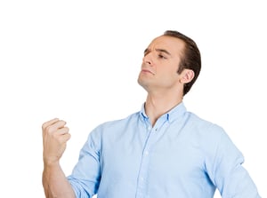 Closeup portrait of arrogant aggressive bold self-important uppity stuck up man with napoleon complex, short man syndrome, isolated on white background. Negative emotion facial expression feelings.