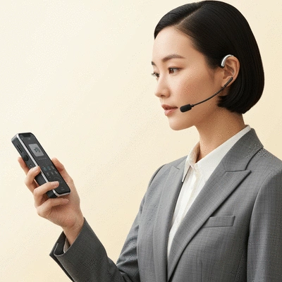 Person using a modern communication device, symbolizing choosing the right tools for hearing loss.